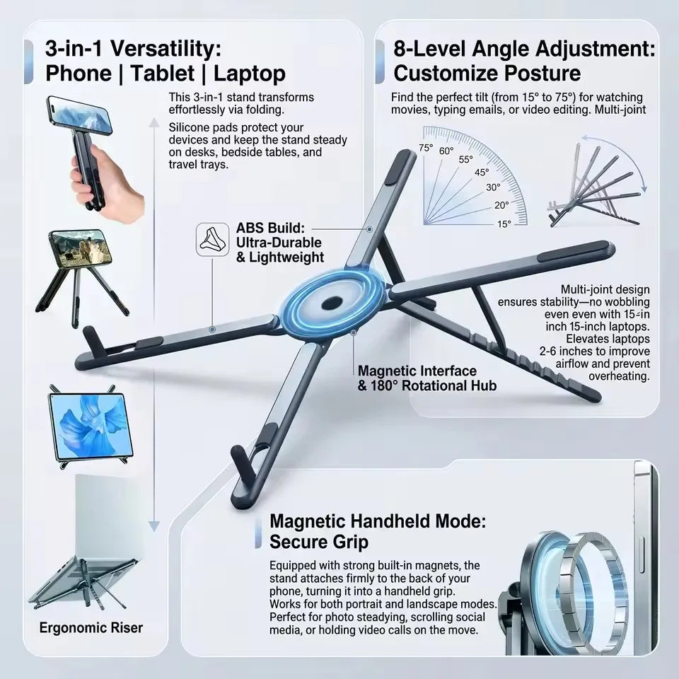 3-in-1 magnetic selfie stick and tripod
