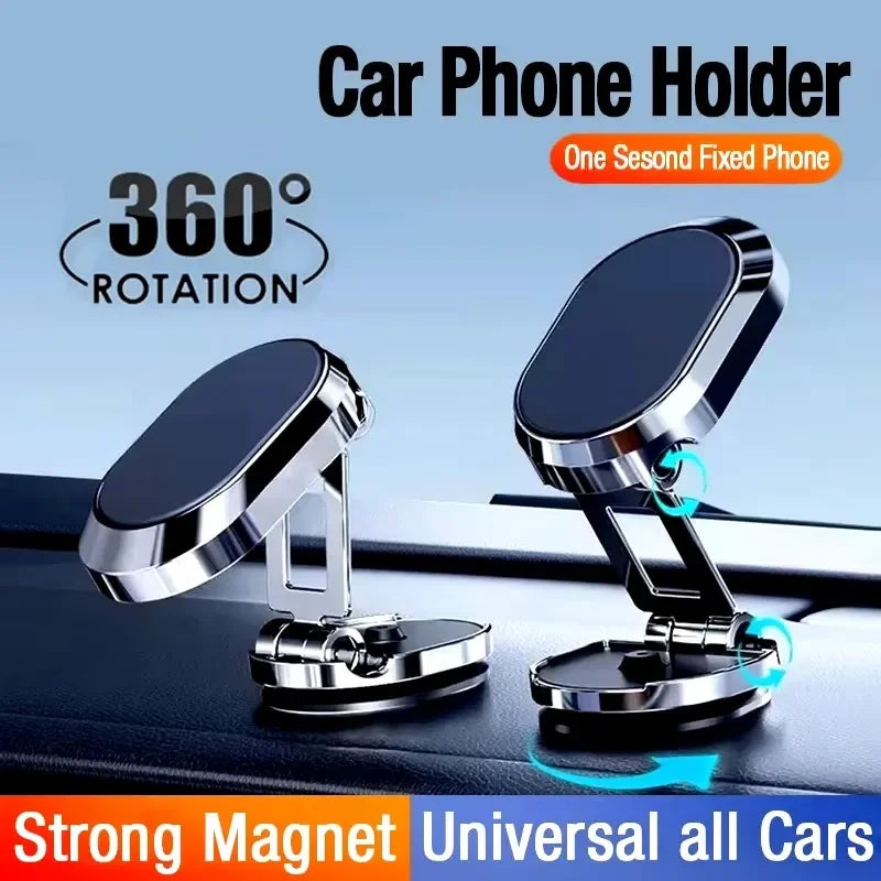 360 degree foldable magnetic dashboard phone mount